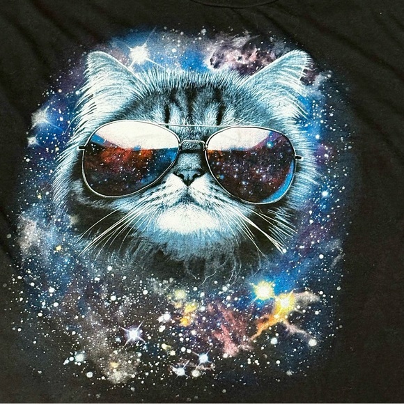 Hybrid Apparel Other - Hybrid Apparel Cool Cosmic Cat Graphic Tee Shirt Outer-space Stars Novelty